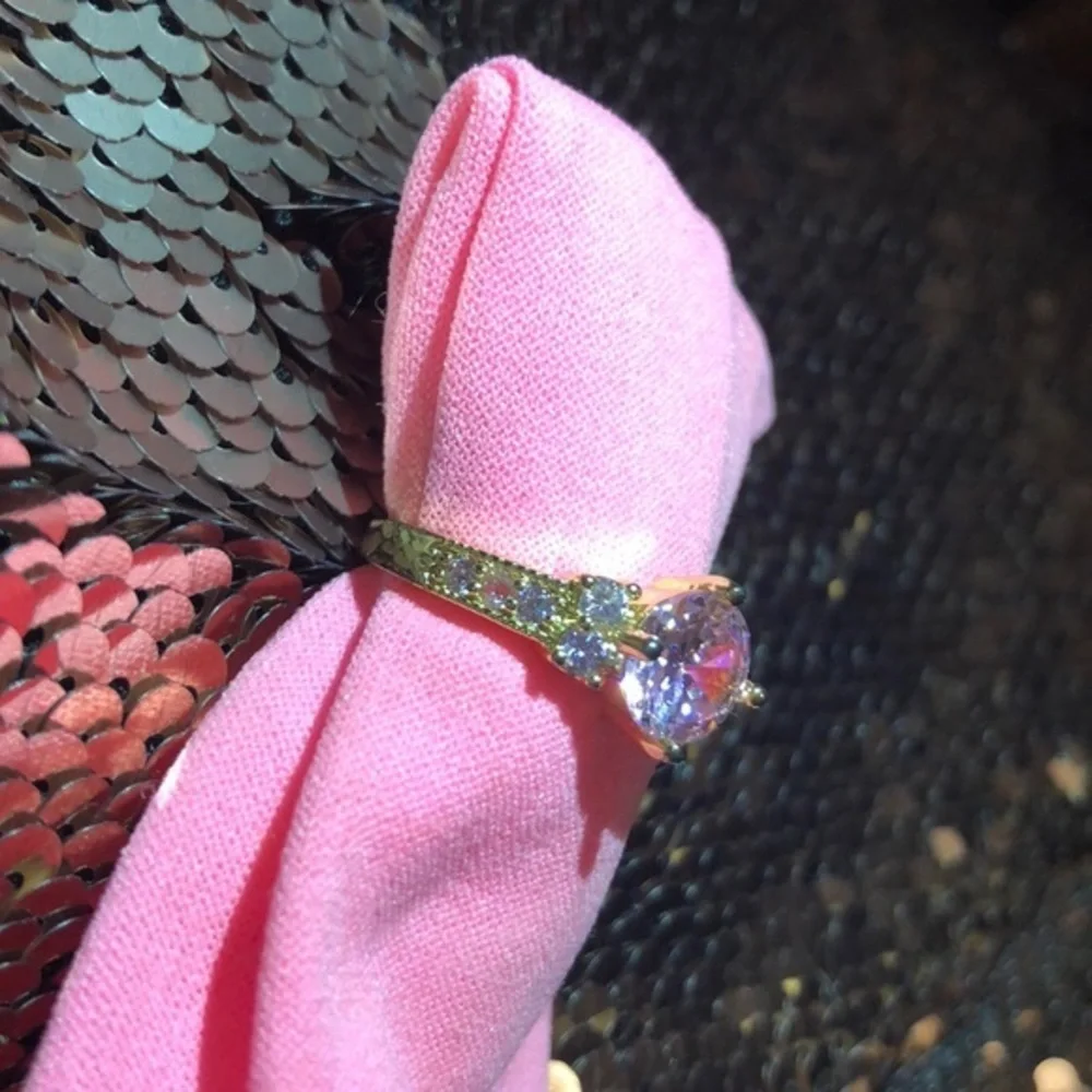Woman’s Pink sapphire ring Gold Tone size 8